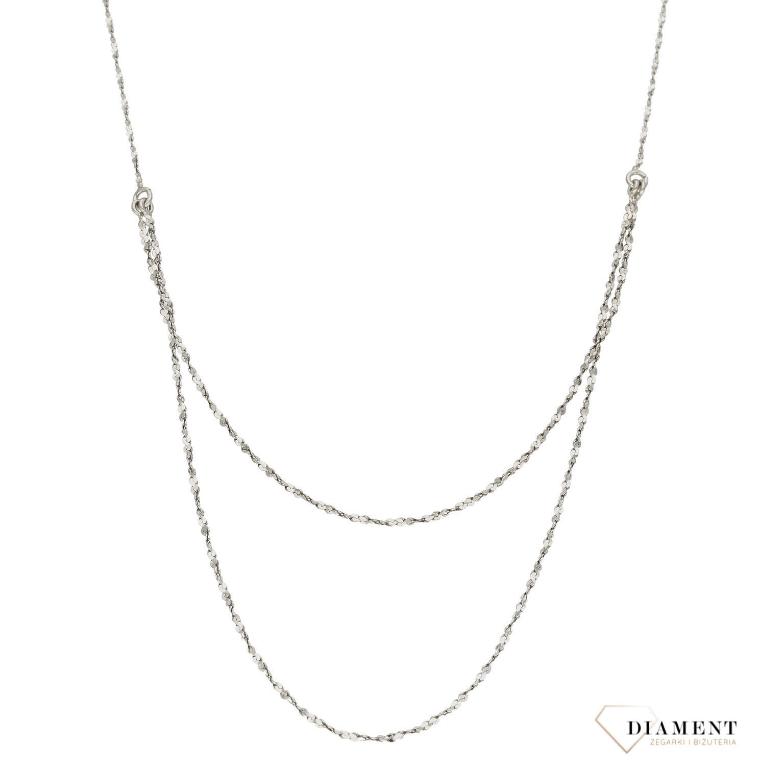 Srebrny podwójny naszyjnik damski N 678. Idealny pomysł na prezent. Biżuteria dostępna w naszym sklepie to połączenie klasy, stylu oraz elegancji. Delikatny naszyjnik..jpg